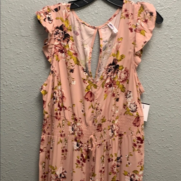 xhilaration floral jumpsuit w/smocked waist - Picture 3 of 5